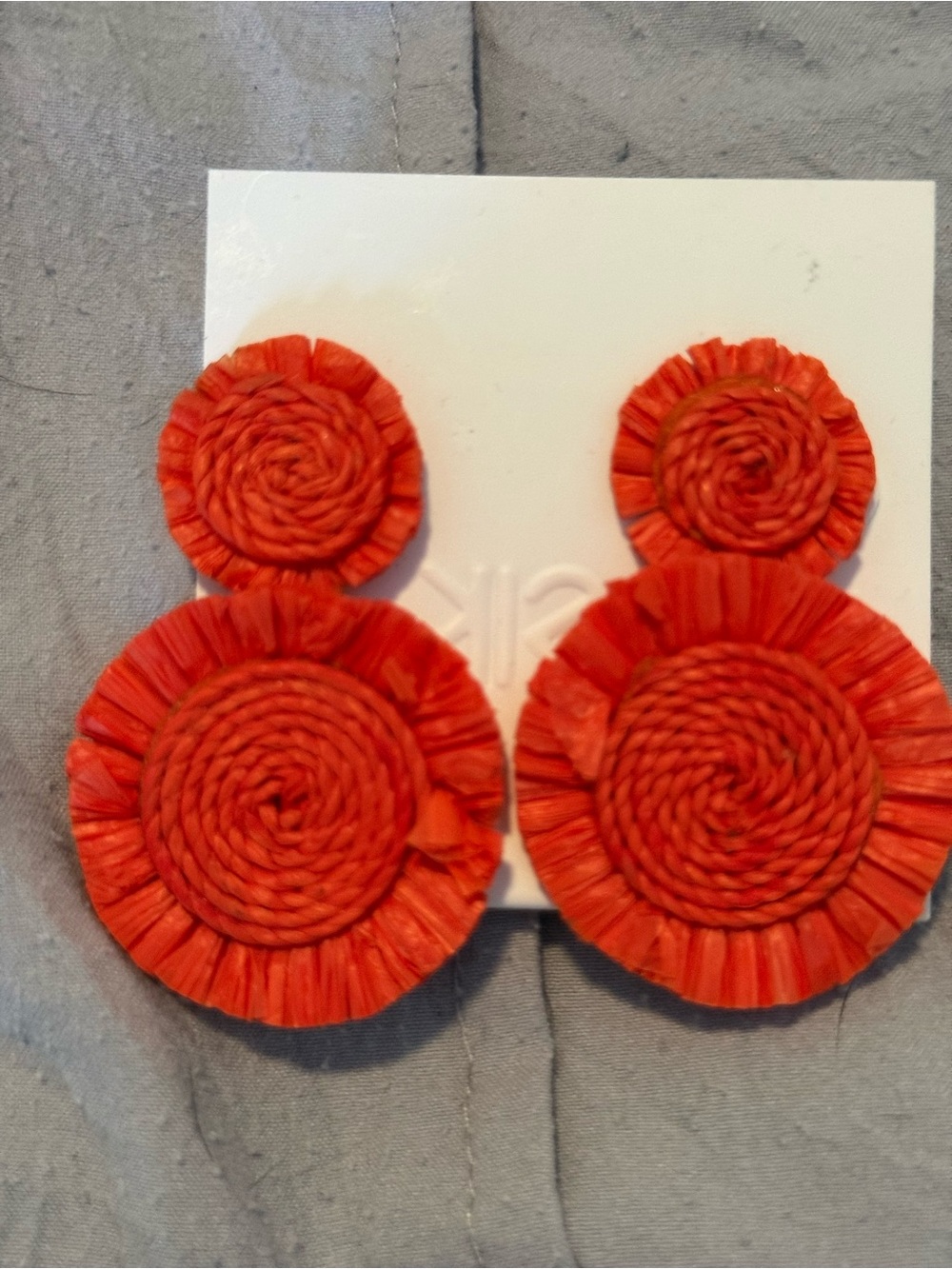 Handcrafted Orange Double Circle Woven Drop Earrings